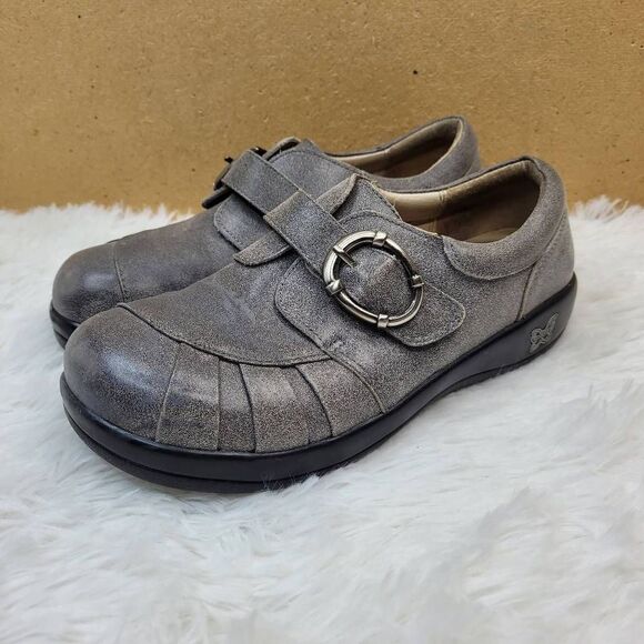 Alegria Khloe KHL-643 Gray Distressed Buckle Oxfords Women's US 9 EU 39 - Picture 1 of 12